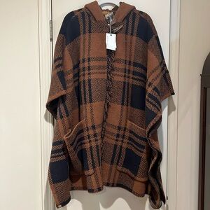 Barefoot Dreams Hooded Plaid Poncho
